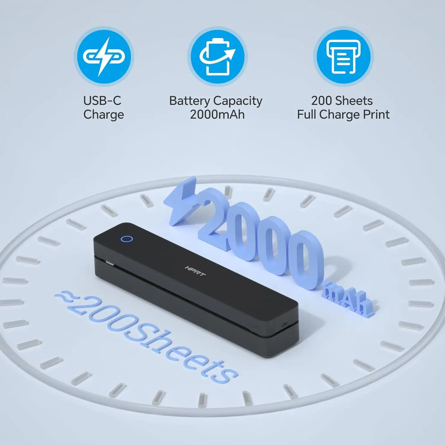 300DPI / 200DPI HPRT A4 Portable Thermal Printer MT610-Pro Bluetooth & USB Connect Mobile Computer for Office School Travel