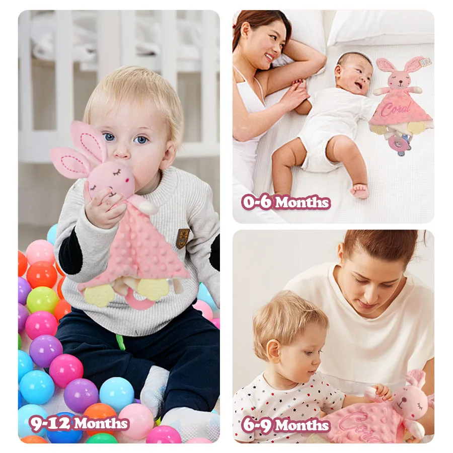 Personalized Baby Name Baby Security Blanket Newborn Blankets Comforter Tags Rattles Wrap Blanket Set Gift