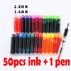 51pcs Fountain Pen ink refills diameter 2.6mm 3.4mm standards international Stationery Office supplies INK PEN 1