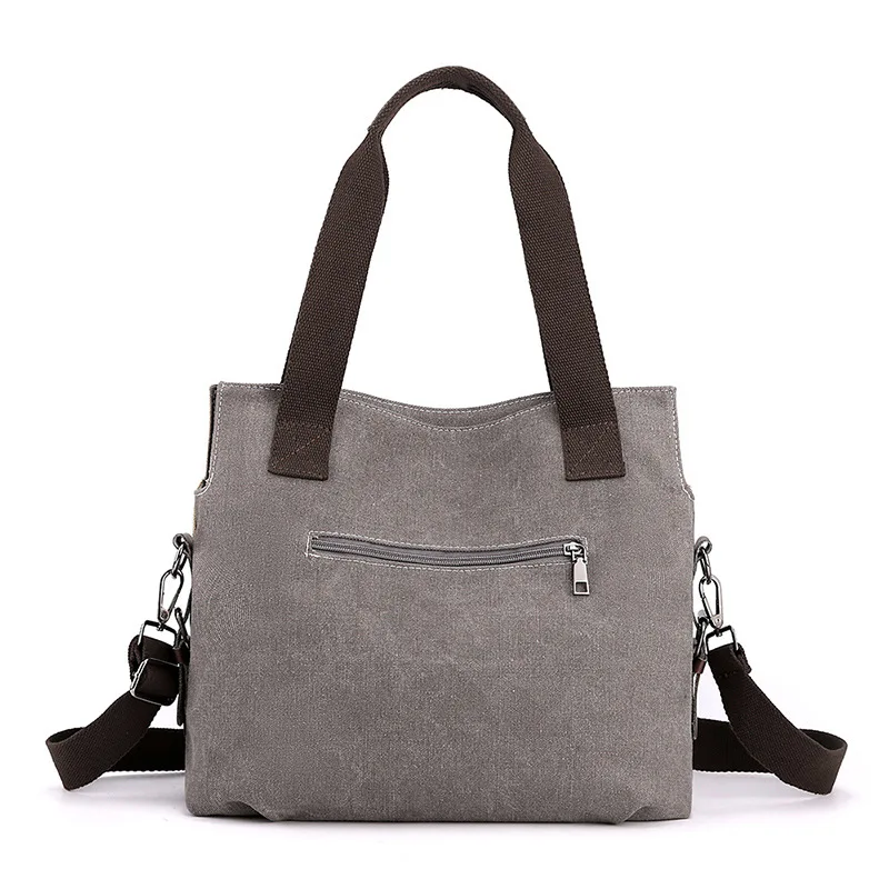 Women's New Simple and Fashionable Contrast Canvas Bag with Large Capacity Retro Spliced One Shoulder Handbag High end design