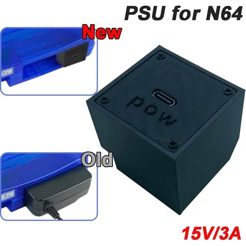 Type-C 인터페이스 PSU 15V/3A 플러그 앤 플레이 전원 어댑터 Nintendo 64 N64용 고효율 게임 콘솔 전원 보드