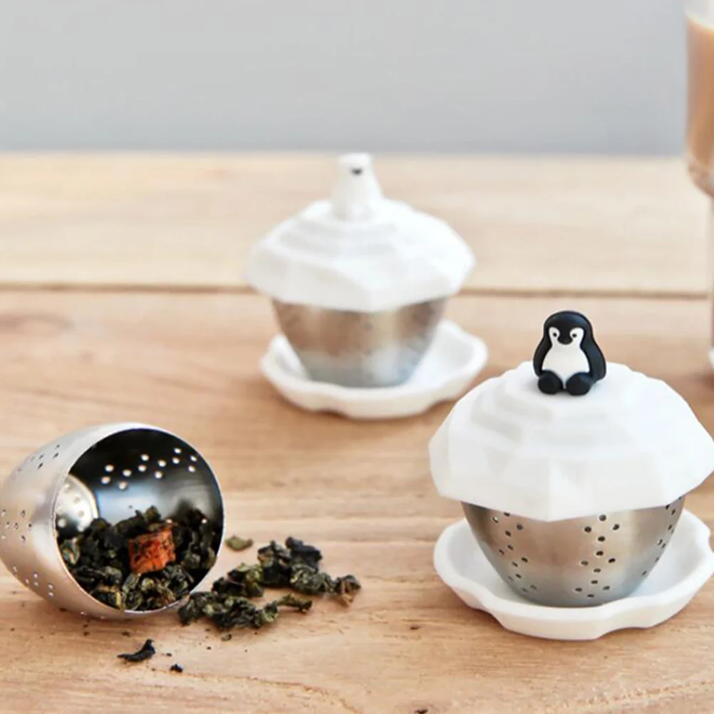 

Filter Penguin Tea Strainer Creative Steeper Infuser Leaf Leak Lovely Straining Tool