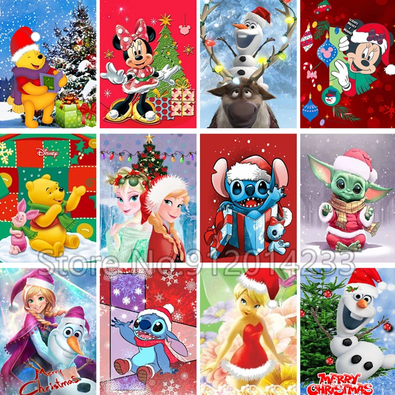 Disney Merry Christmas Pittura Diamante Fai Da Te Frozen Princess Lilo & Stitch Winnie The Pooh Trapano Completo Ricamo Artigianato Dei Cartoni Animat