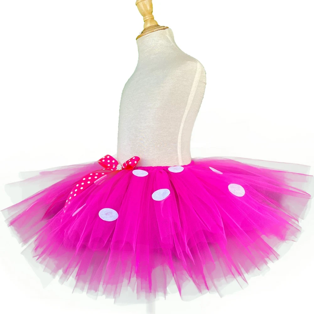 ballet underskirt com pontos brancos hairbow crianças