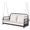 Wicker Porch Swing, 2-Person Outdoor Patio Hanging Chair with Cushions, Metal Frame, Hanging Swing Bench with Ropes 6