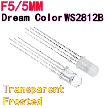 100PCS High-brightness WS2812B Through-Hole LED Bead F5 RGB Built-in IC 5V Programmable 5mm Dream Color Full-Color Transparent 1