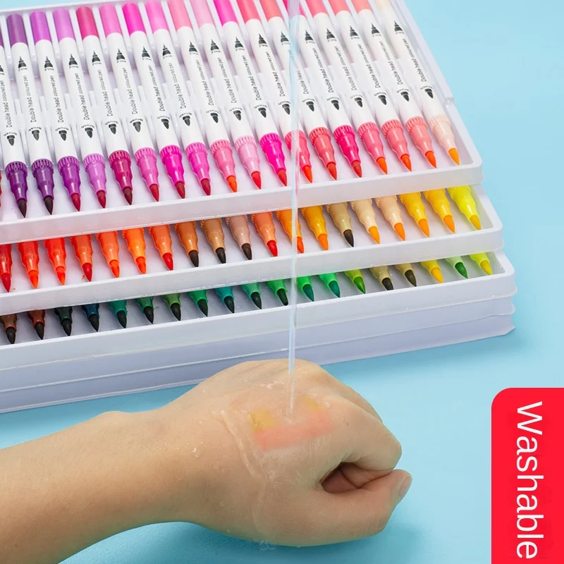12-80 Color Water-Soluble Double Headed Marker Pen Watercolor Pen Set  Comics Double Headed Soft Headed Children's Painting Pen - AliExpress