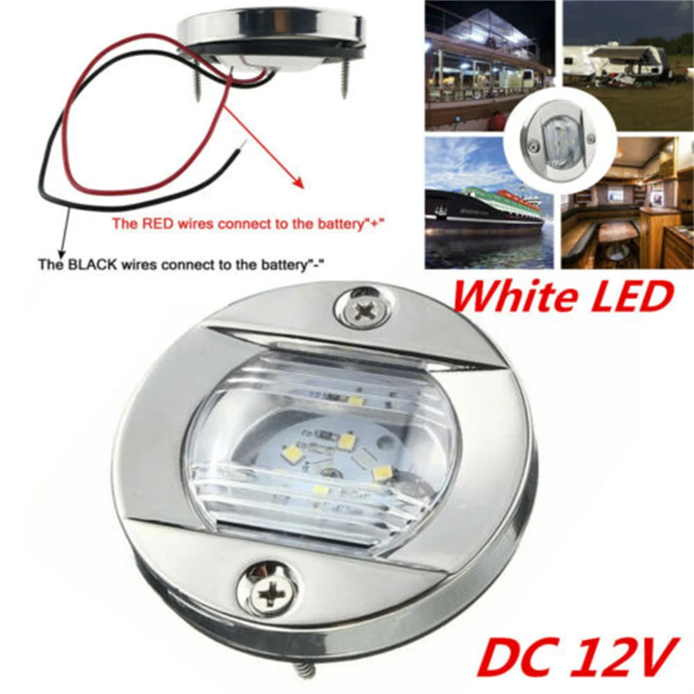 Universal 6 Led Light White Round LED Stern Light Cabin Deck Courtesy Bulb 12V Waterproof Lamp For Marine Boat 4pcs universal car door light switch button interior accessories auto interior courtesy light switch button door edge switch