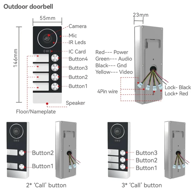 2/3/4 Multifamily TUYA WiFi Video Doorphone Building Intercom Kits 7/10 Inch Screen Monitor Door Bell APP Card Unlock Apartment 5