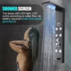 LED Shower Panel Tower System 5-Function Shower Panel Waterfall Tub Spout Horizontal Massage 304 Stainless Steel Panel 6