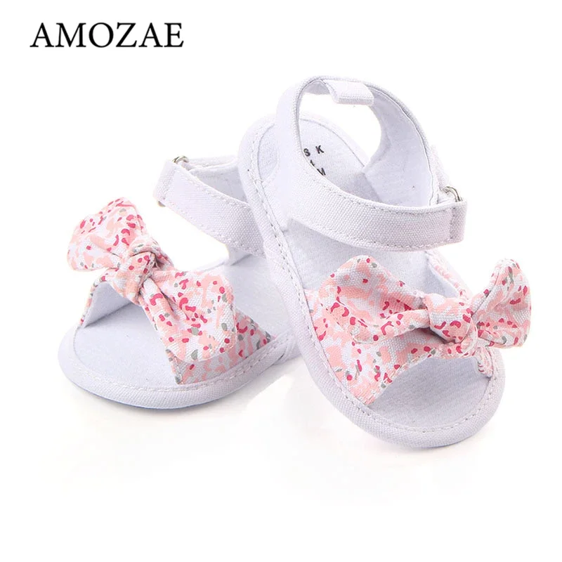 Baby Girls Sandals Canvas Bowknot Toddlers Newborn Infantil Sandals Summer Infant Baby Girls Soft Crib Shoes Infants Sandals 1