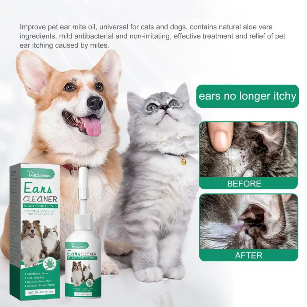Pet ear drops effective pet ear cleaner for cats dogs removes mites yeast dirt gentle drops for hearing easy-to-use pets