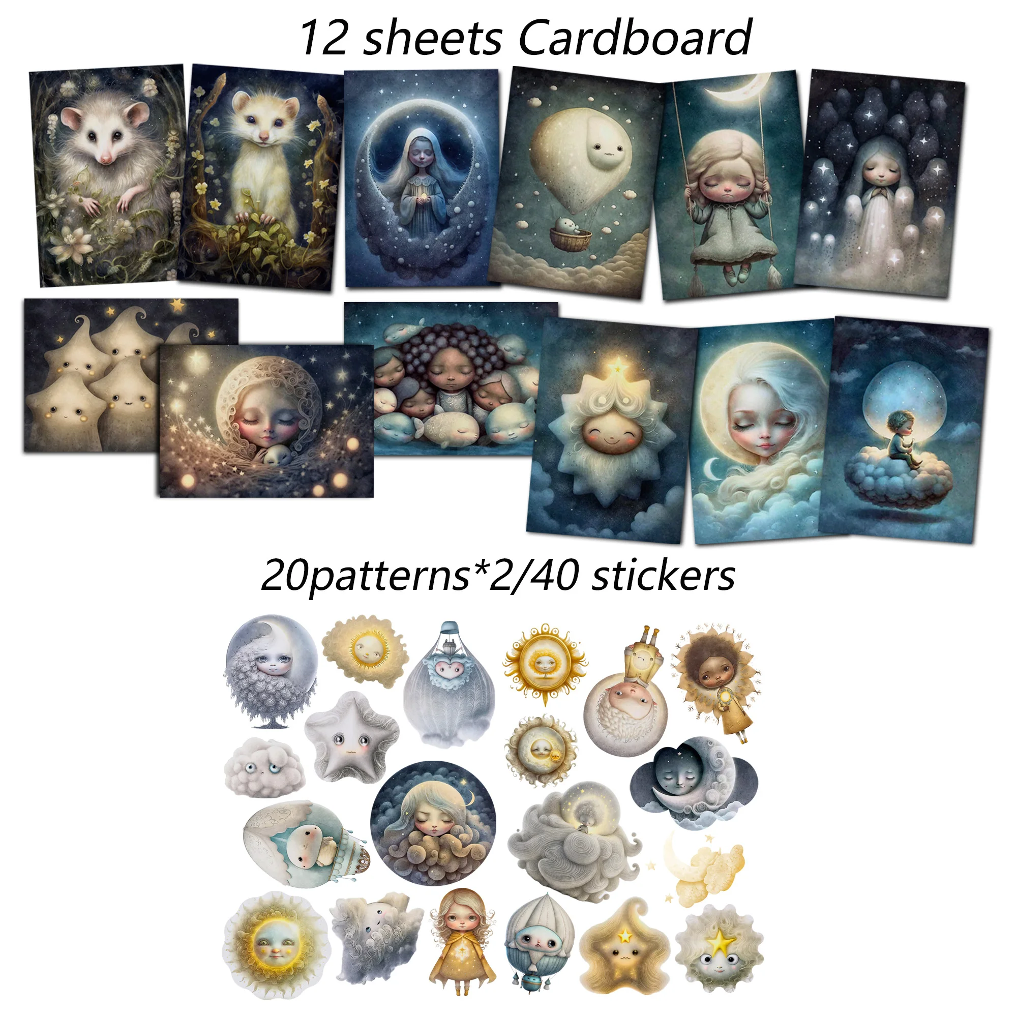 JAIIMAN 52pieces Fantasy Sky Theme Junk Journal Card Set,Perfect for Scrapbooking Supplies,Junk Journal Kits,Crafts,GreetingCard