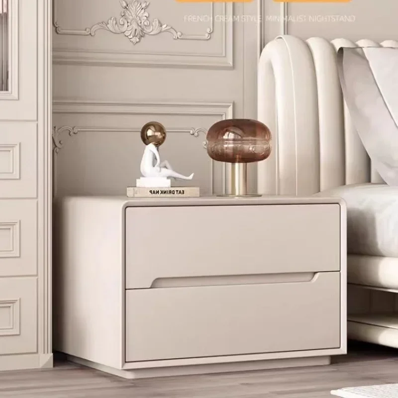 Solid Wood Bedside Table Modern Simple Installation-free Bedroom Household Bedside Table Cream Wind Light Luxury High-end Locker