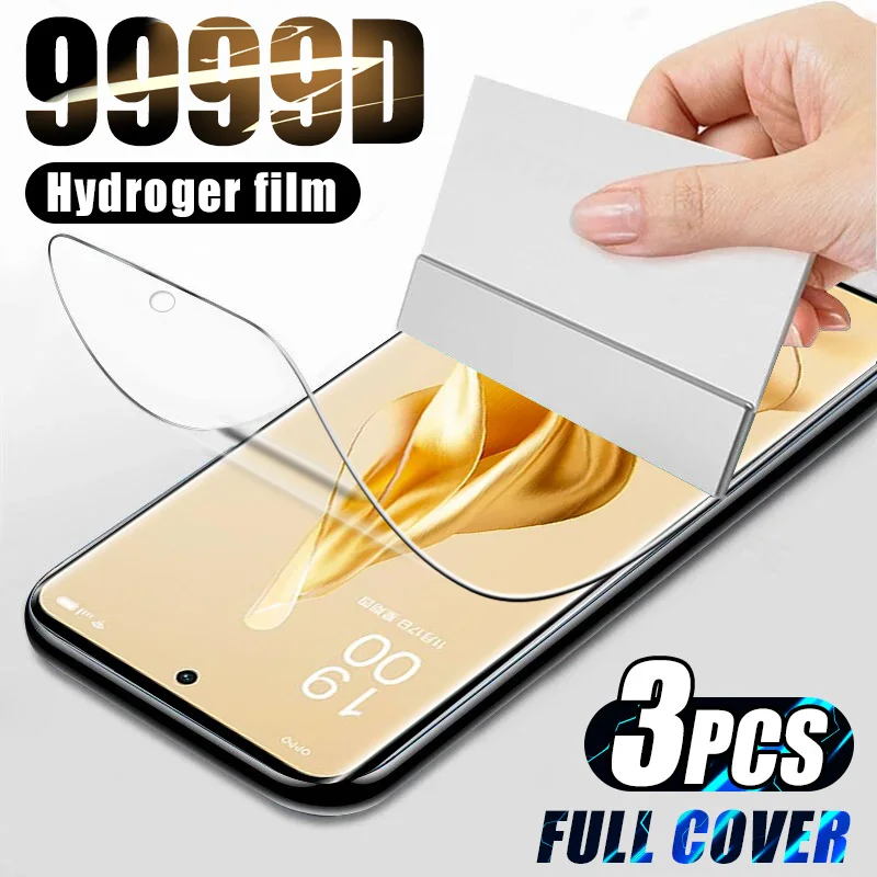 

3Pcs Full Curved Screen Protector Hydrogel Film for Oppo Reno 9 Pro Plus 8Z 8T A78 A58X A97 A77 A57 A17 A54S A55S A56S Not Glass