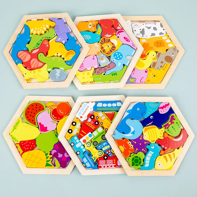 Wooden Jigsaw Puzzle for Kids Montessori Wooden Puzzle Creative Games Educational Gift for Kids ChildrenWooden Puzzle Shapes