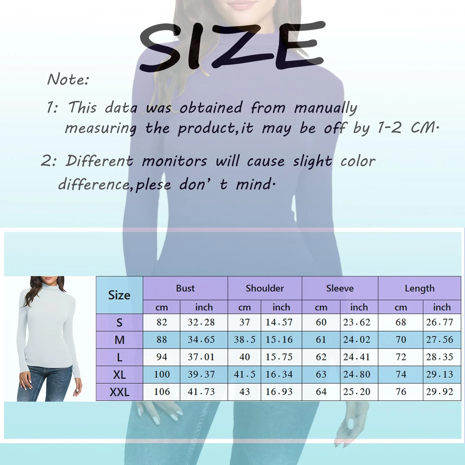 Womens Long Sleeve Turtleneck T Shirts Sexy Slim Fitted Casual Basic Tee Tops Solid Color Stretch T-Shirt Ladies Clothes 6