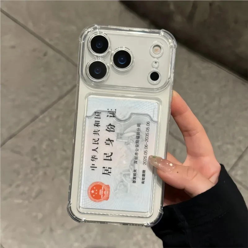 Shockproof Card Holder Pocket Phone Case with Clear Design