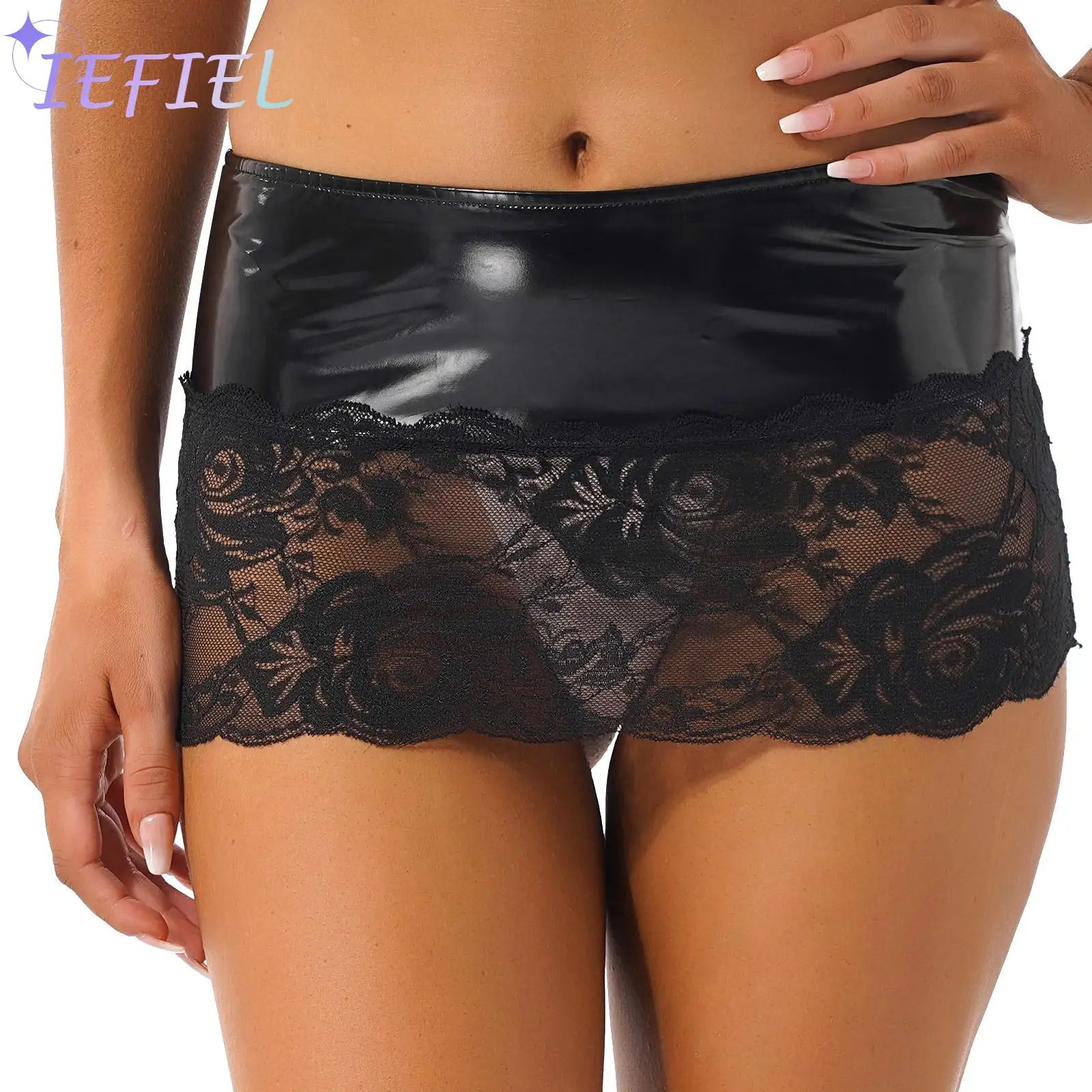 

Women Lace Splice Lingerie Underskirt Low Waist Mini Pencil Skirt for Club Dance Performance Bedroom Costume Female Club Wear