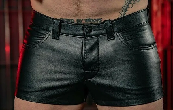 Mens Real Sheep Leather Shorts Pure Guaranteed Leather Shorts Summer Shorts(No Belt) Men's Black Shorts 2