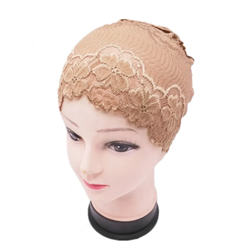 Fashion Lace Floral Inner Hijab Cap Muslim Stretch Turban Cap Islamic Underscarf Bonnet Hat Female Headband Wrap Mujer Accessory