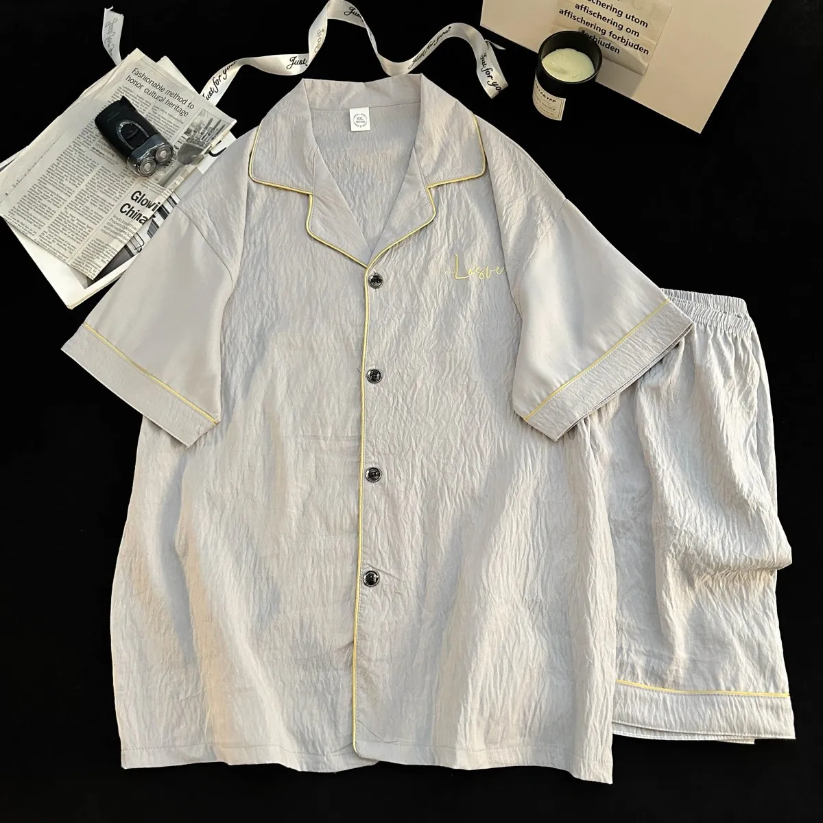 잠옷 남성 여름 반팔 반바지 잠옷 어린 소년 남성 얇은 간단한 십대 라운지웨어 세트 pijama hombre verano