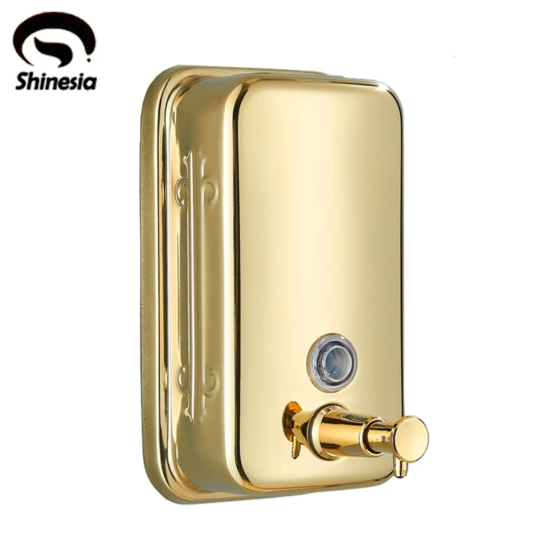 304 Stainless Steel Bathroom Liquid Soap And Shampoo Dispenser Gold Polished Wall Mounted Bathroom Accessories soap dispenser soap pump