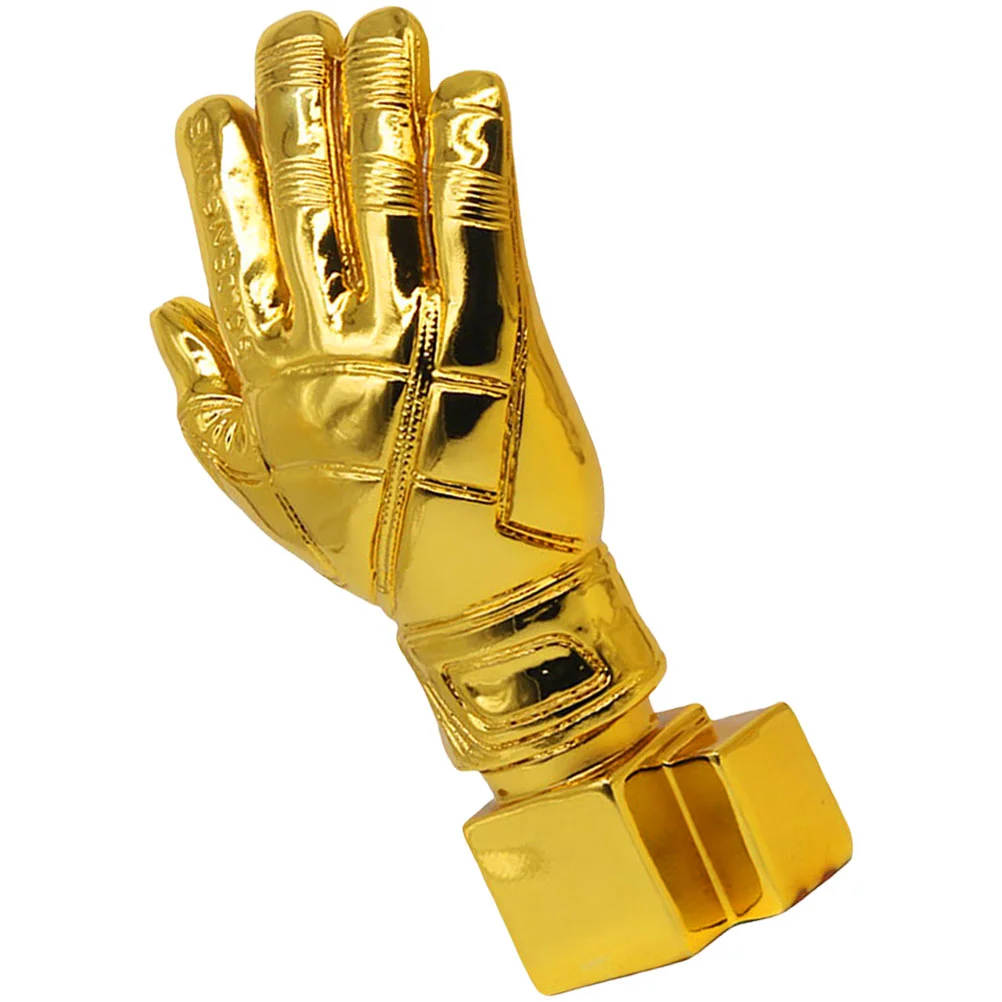 

Goalkeeper Plating Resin Trophy Goalie Gloves Shape Soccer Match Award Toy With Base For Office School Kindergarten