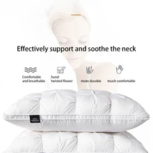 Sondeson luxo ganso branco para baixo travesseiros para baixo-prova rei rainha 100% algodão cama estilo 3d retângulo travesseiro para você amante presente