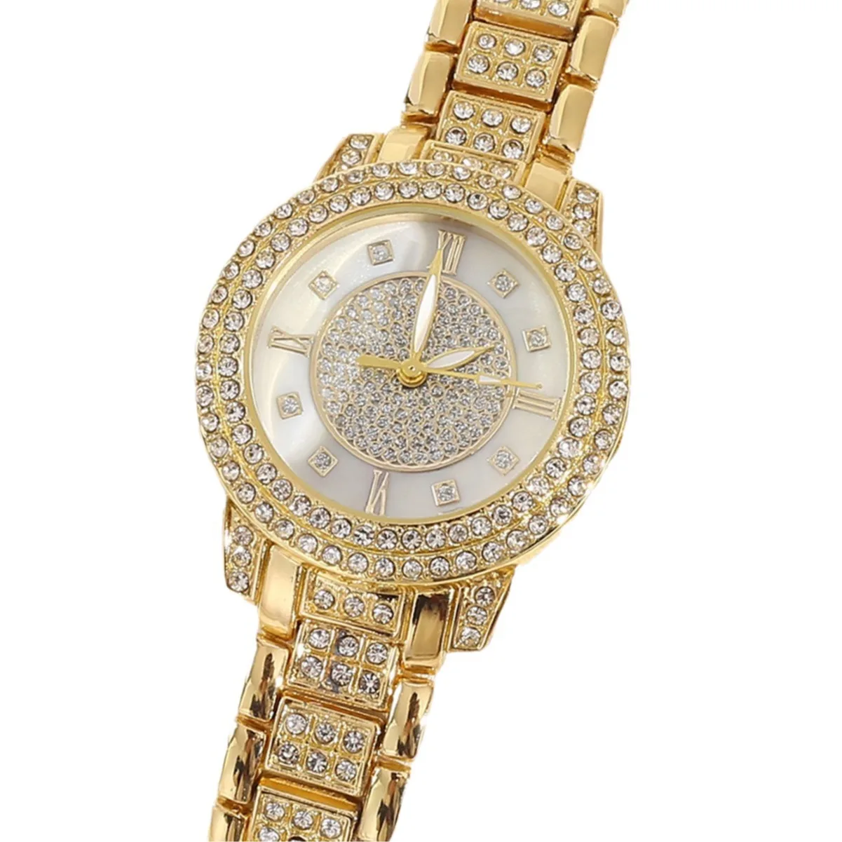 6/1pcs Glamorous Luxury Rhinestone Womens Watch with Quartz Movement - Stainless Steel Analog Wrist Watches 5