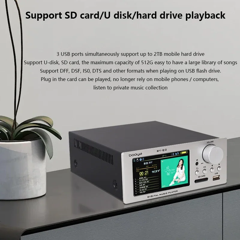 Audiophile Lossless Digital Audio Player Dual AK4493EQ DAC Support DSD512 64BIT 384KHz Lossless Decoding Output Music Turntable
