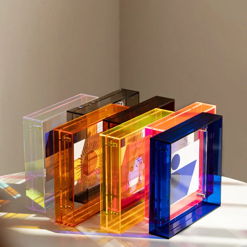 MarcodefotosacrílicodeColor,mesadepéndulocuadrada,postalesde4pulgadas,soportedeexhibicióndedoblecara,marcodeimagentransparente-AliExpress