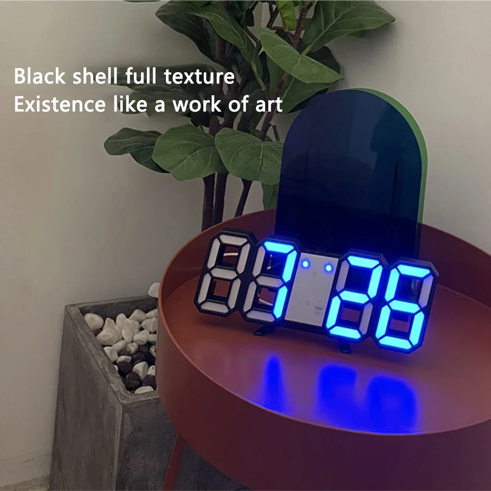 Colorful LED Desktop Clock with Dual-Time Display (Black Finish)