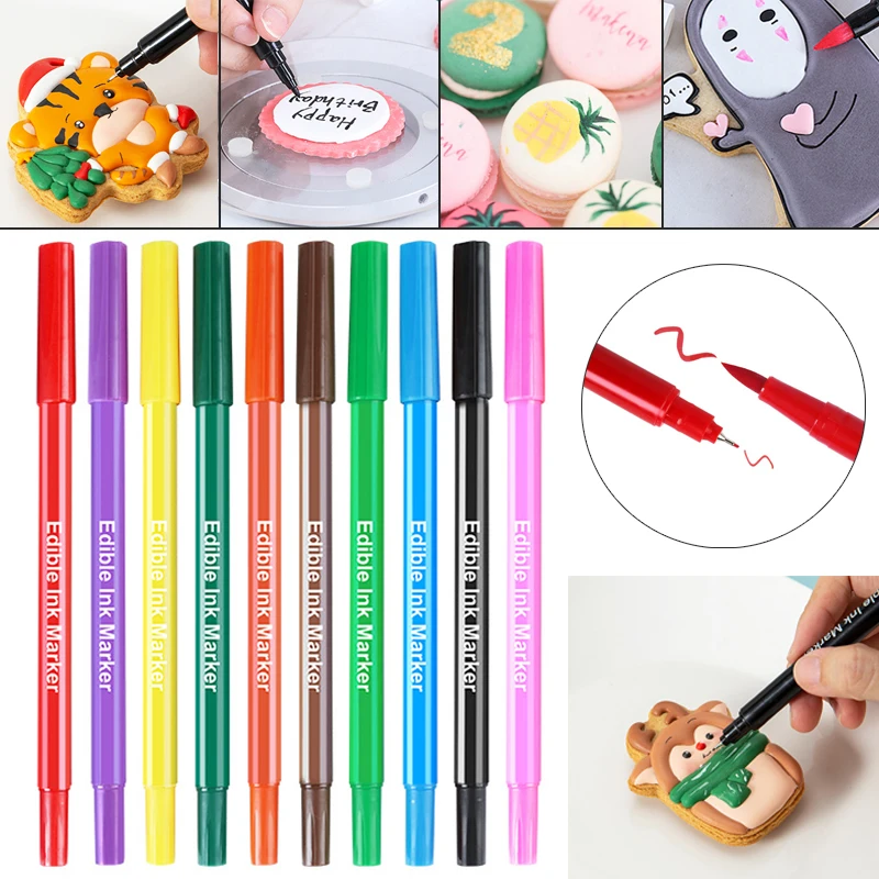 

Double Head DIY Edible Pigment Pen Brush Food Drawing Color Pen Cake Biscuit Cookie Painting Decorating Tools Baking Accessories