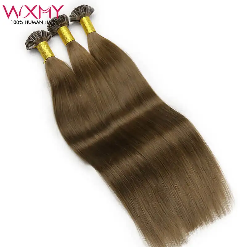 

Brown Color Straight U Tip Fusion Human Natural Hair Extensions 1g/strand 100g/set Real Virgin Human Hair Extensions 14-30Inch