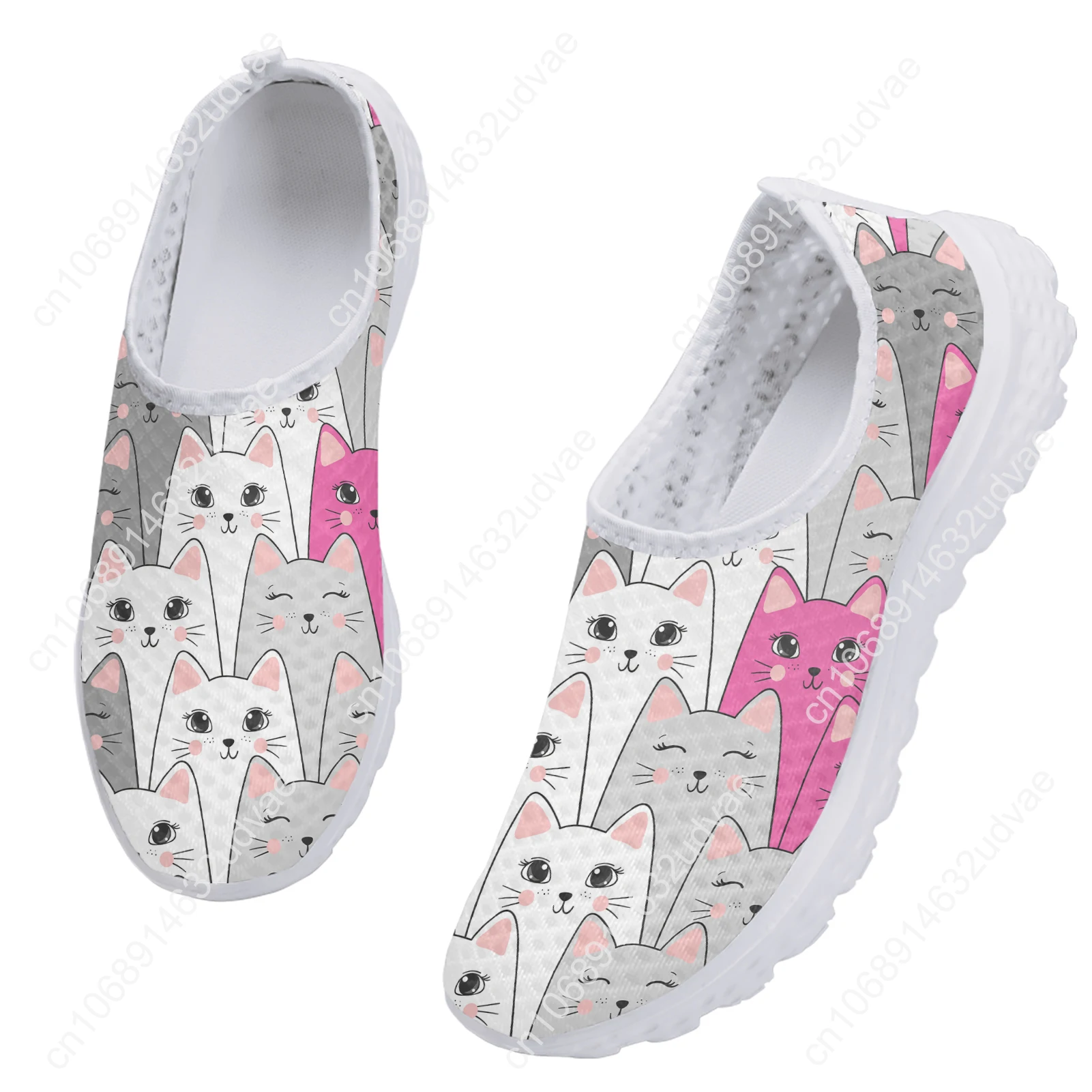Brand Designs Mesh Shoes for Women Seamless kawaii Cartoon Cat 3D Printing Lightweight Sneaker Girl Zapatos De Mujer