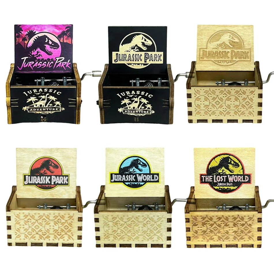 Music Box Wooden Hand Crank For Jurassic Park