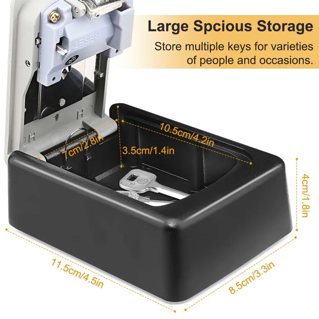 Wsdcam Wall-mounted Key Lock Box Waterproof Key Code Box 4 Digit Combination Password Key Organizer Outdoor Key Safe Lock Box 5