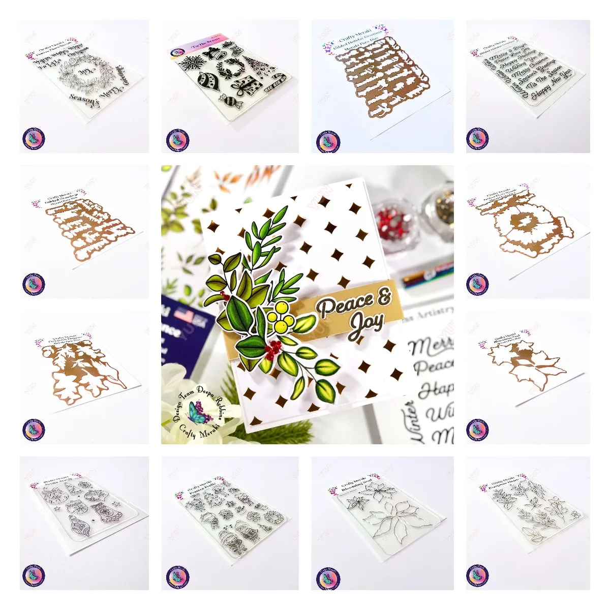 

Holiday Greetings Season Stripes Stellar Sparkle Hot Foil Plate Metal Cutting Dies Stamps DIY Scrapbook Handmade Greeting Cards