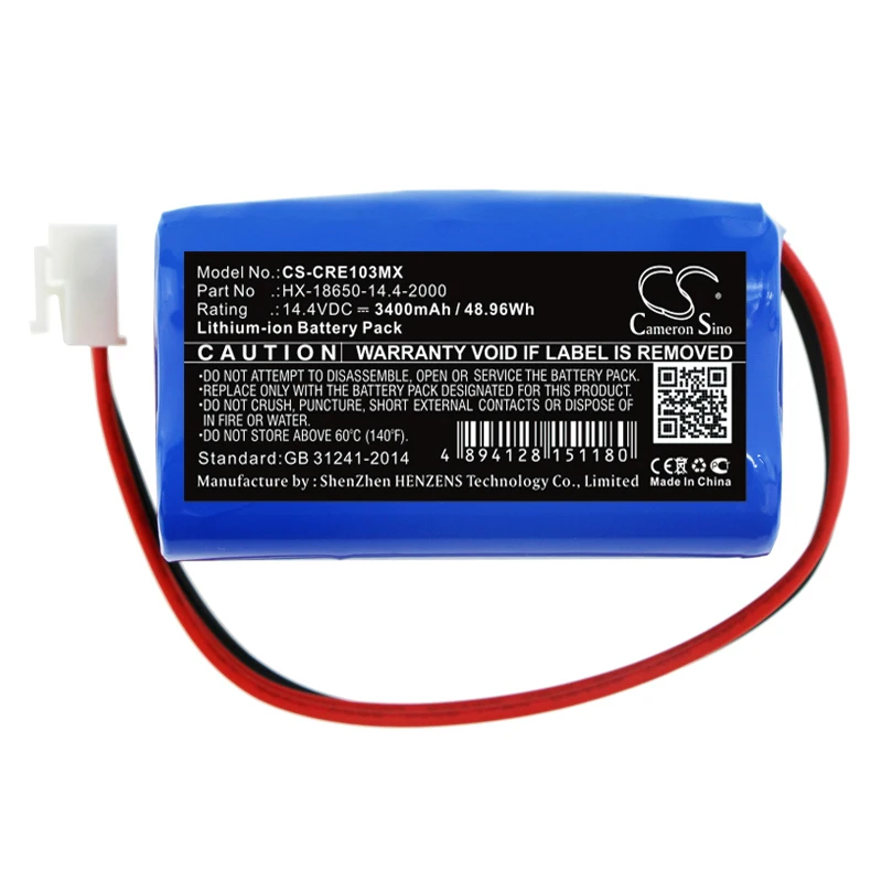

Cameron Sino 3400mAh Battery For Carewell ECG-1103 ECG-1103B ECG-1103G ECG-1103L ECG-1106 HX-18650-14.4-2000