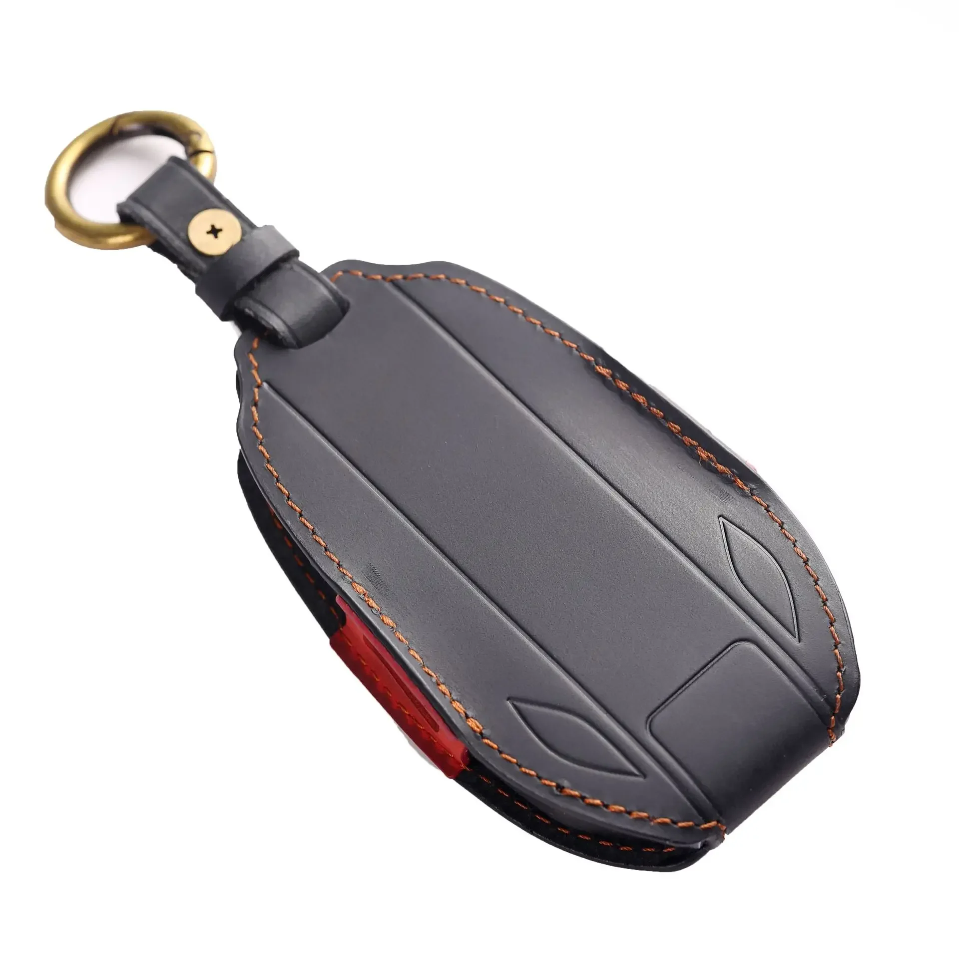 Luxury Handmade Genuine Leather Car Key Case & Keychain - Premium Cowhide Protective Sleeve