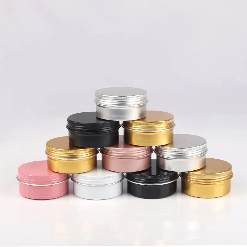 

30Pcs 5g 10g 15g 20g 30g 50g 60g Empty Metal Aluminum Tins Cans Screw Top Round Candle Spice Face Cream Cans Seal Lid Containers