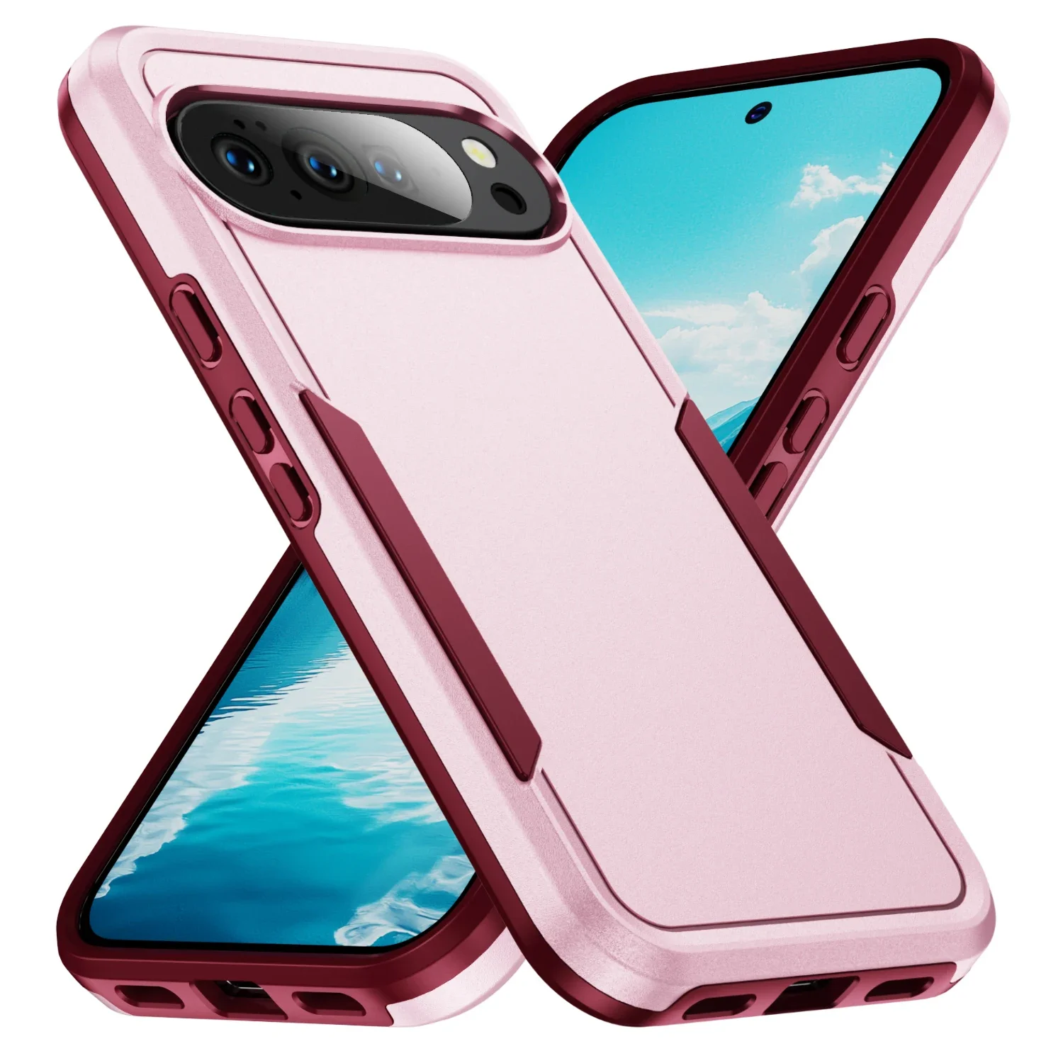 Durable Shockproof Rugged Armor Phone Case with TPU Frame and Plastic Back Cover