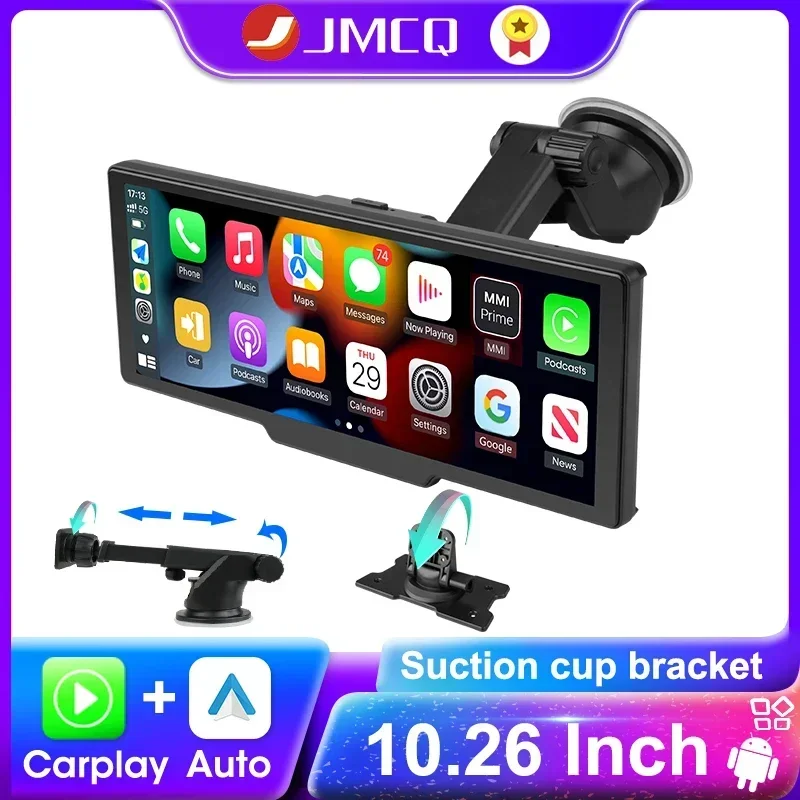 

JMCQ 10.26 Inch Dash Camera 4K 3840*2160P Car DVR Wireless Connection Carplay & Android Auto WiFi Bluetooth GPS Navigation DVR