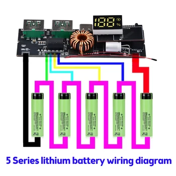 PD QC3.0 3S 4S 5S 65W 100W Power Bank Doppio TypeC Carica rapida bidirezionale Modulo di alimentazione mobile 18650 Protezione della temperatura di ricarica