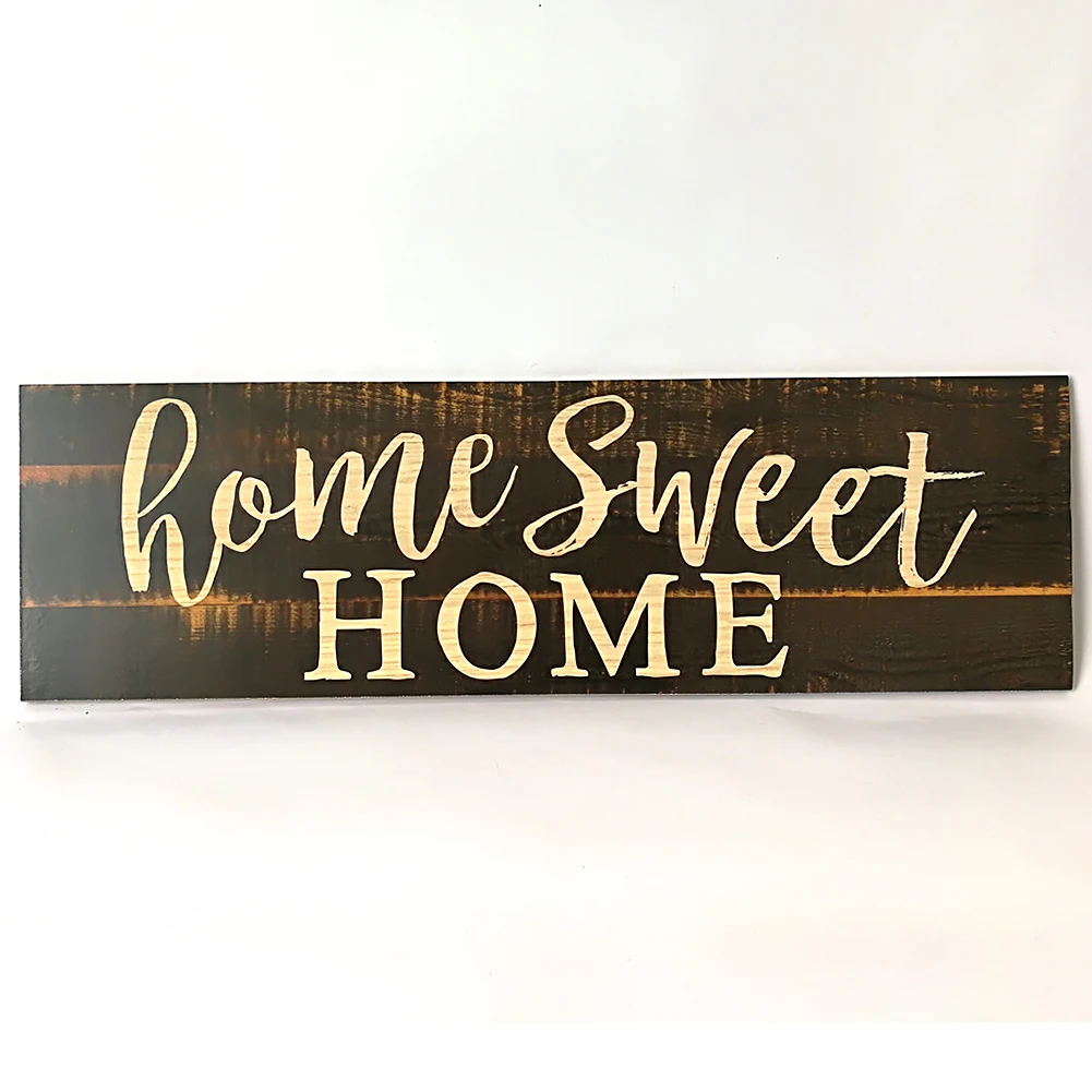 

DIY Practical Home Decor Durable Housewarming Gift Letter Pattern Wall Door Rectangle Rustic Wood Sign