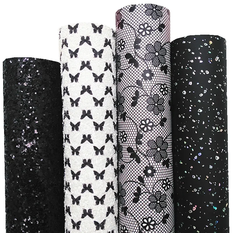 黒い合成皮革シート ストライプデザイン