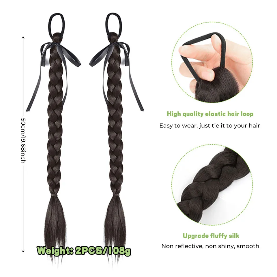 Synthetic Braided Ponytail Wig Extension Straight Smooth