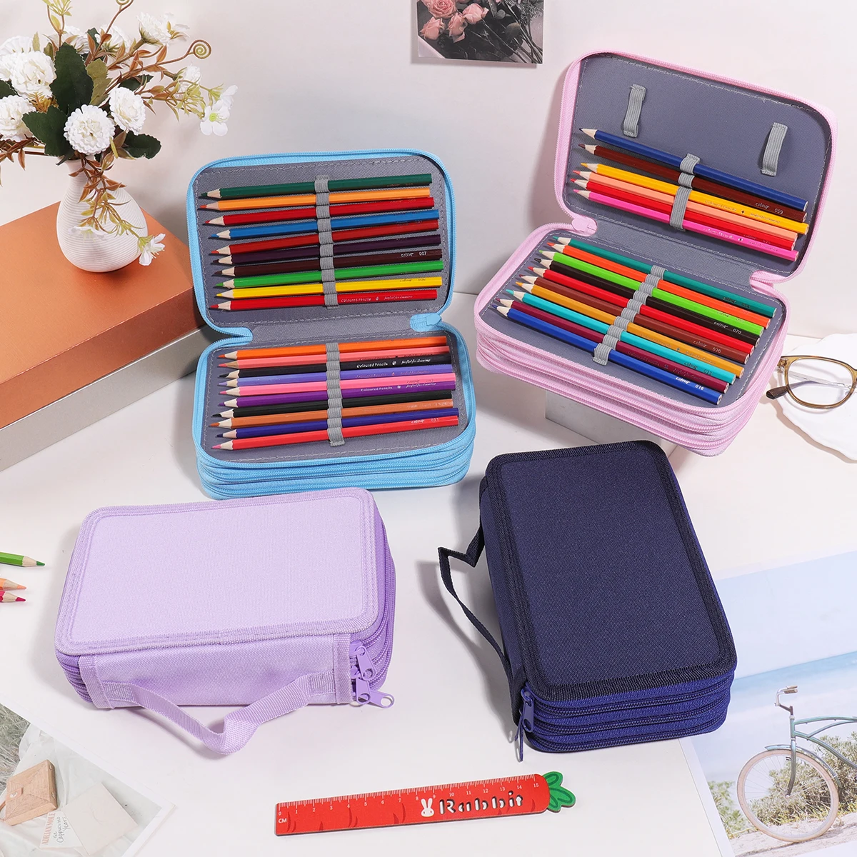 Multi-Layer Large Capacity Pencil Case with Handle - Organized Storage Solution
