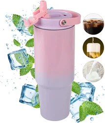 Deluxe Stainless Steel Insulated Travel Mug with Double - layer Insulation - 890ml (Pink)
